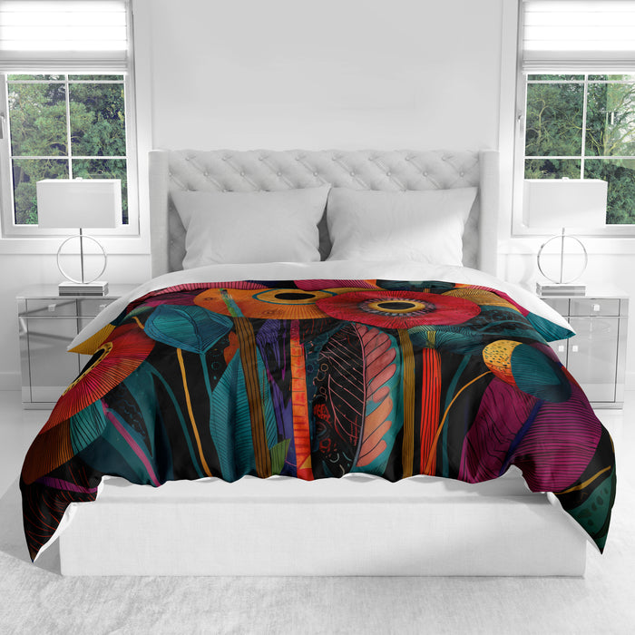 Floral Abstract Duvet Cover in Cotton or Polyester, 102