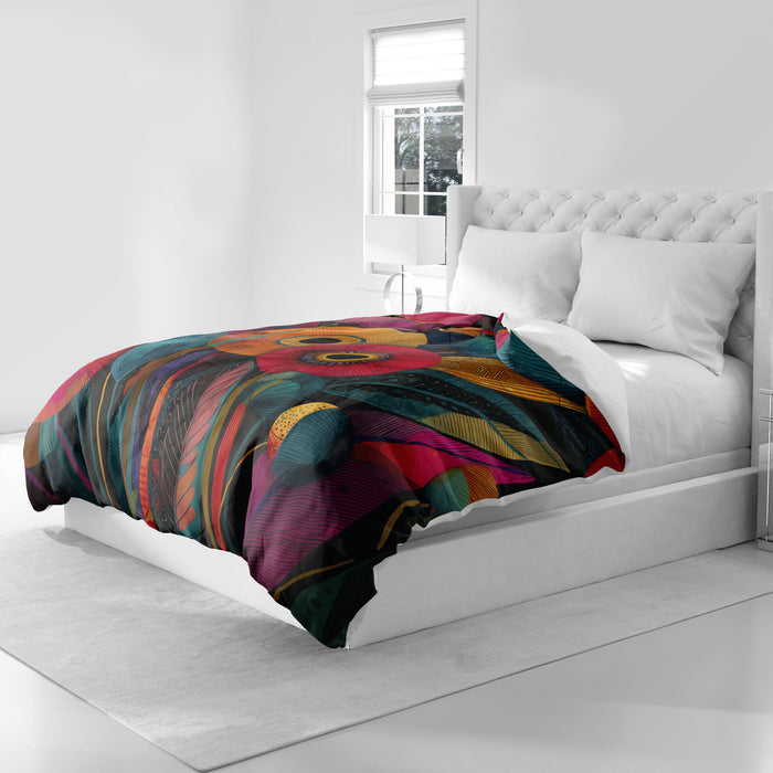 Floral Abstract Duvet Cover in Cotton or Polyester, 102