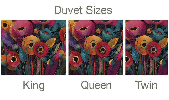 Floral Abstract Duvet Cover in Cotton or Polyester, 102