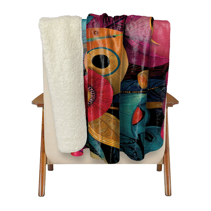 Floral Abstract Sherpa Fleece Throw, 102