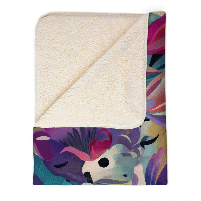 Floral Abstract Sherpa Fleece Throw, 105