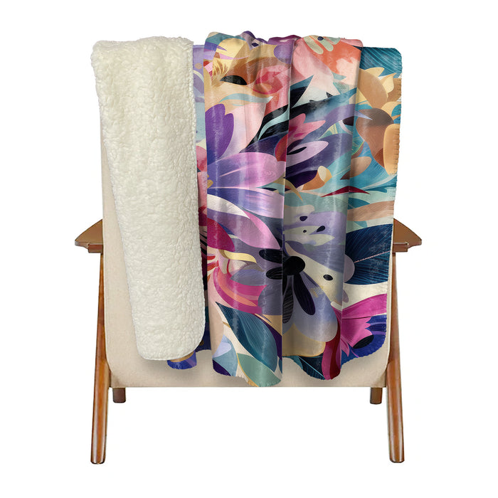 Floral Abstract Sherpa Fleece Throw, 105