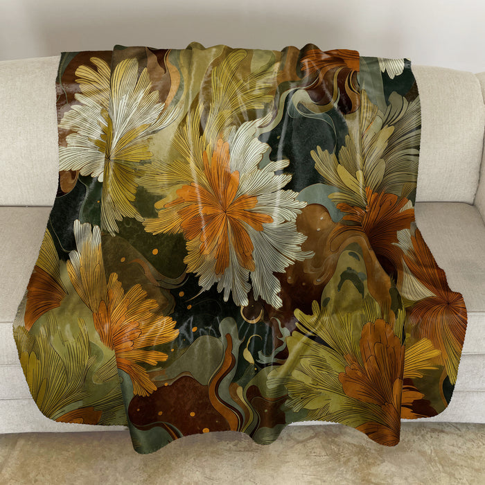 Floral Abstract Sherpa Fleece Throw, 107
