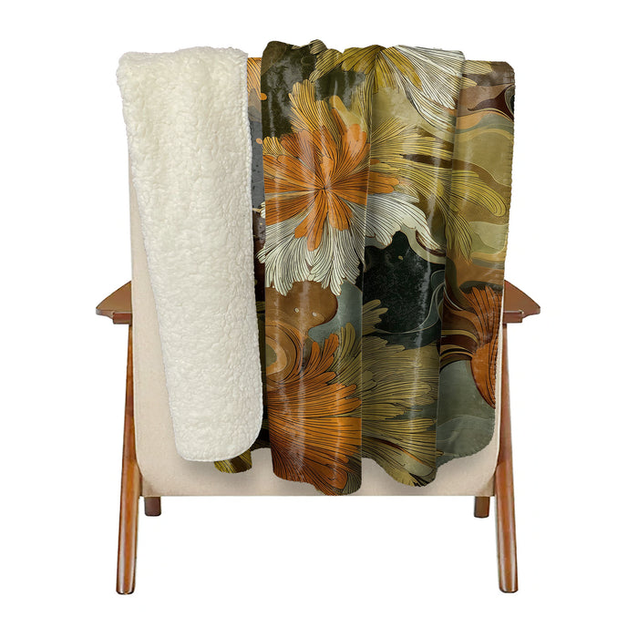Floral Abstract Sherpa Fleece Throw, 107