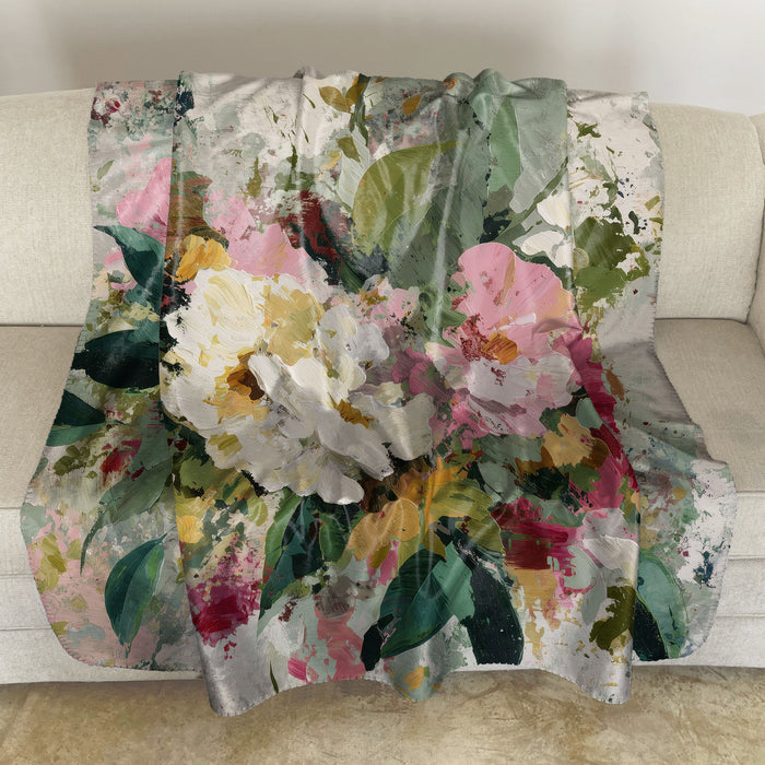 Floral Abstract Sherpa Fleece Throw, 109