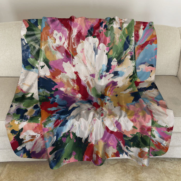 Floral Abstract Sherpa Fleece Throw, 110
