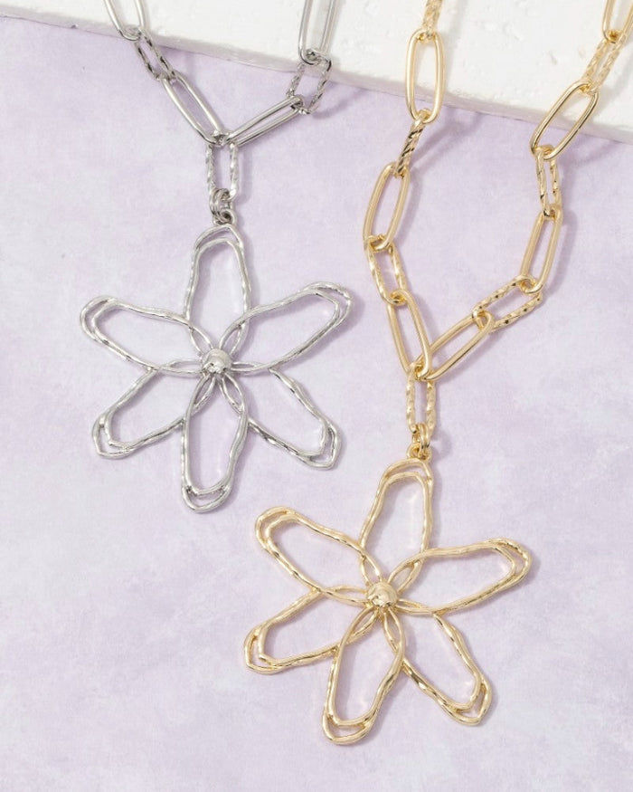 Flower Paperclip Pendant Necklace