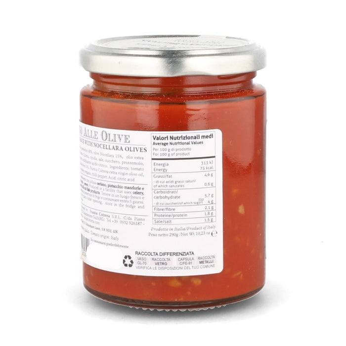 Frantoi Cutrera Tomato Sauce with Nocellara Olives, 290g