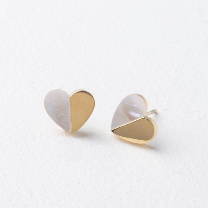 Mother of pearl and gold heart earrings