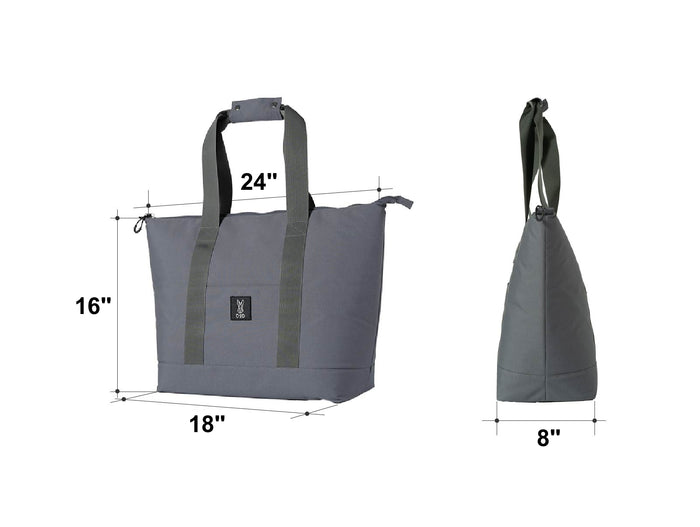 Glacier Bundle gray fabric tote bag with reinforced handles and logo patch