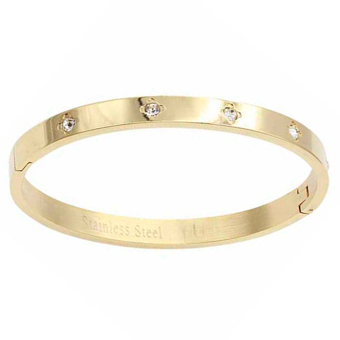 Gold Plated Rhinestone Bangle Bracelet