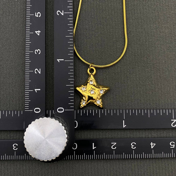 Gold Puffy Star Pendant Necklace