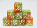 Green & Gold +1/+1 Magic Counters Plastic Dice Foam Brain Games