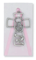 Guardian Angel Crib Cross with Pink Ribbon
