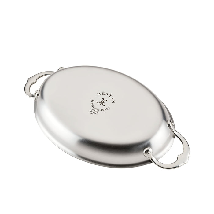 Hestan Provisions Set of 2 Mini Oval Stainless Steel Oven Dishes, 17x14cm