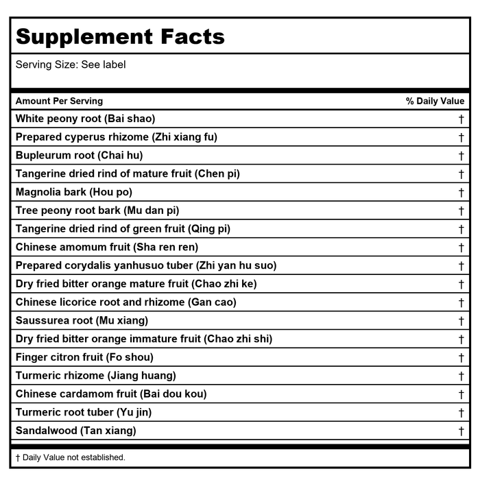 Kan Herb Traditionals Liver Flow 1oz - Supplement Facts panel