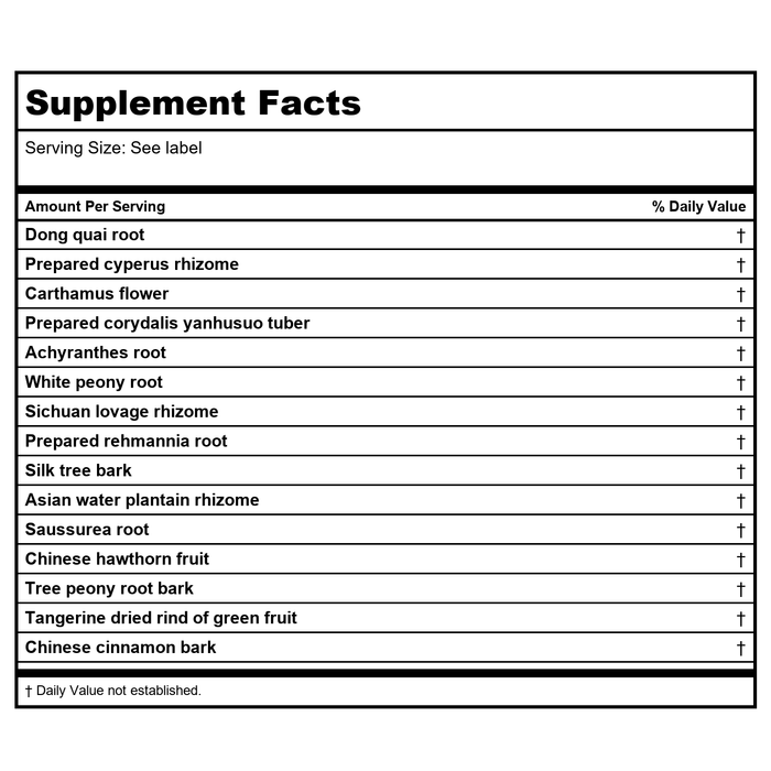 Kan Herbals Women's Rythm 2oz - Supplement Facts panel