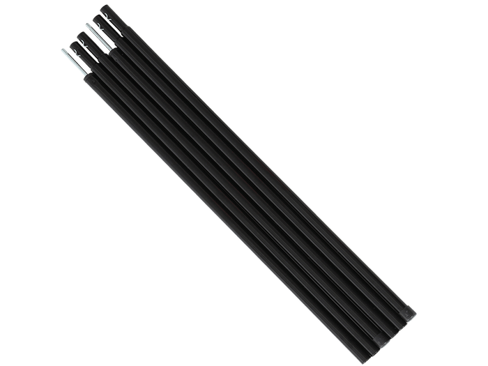 Kiso awning poles: black sleek slender retractable telescopic with silver ends