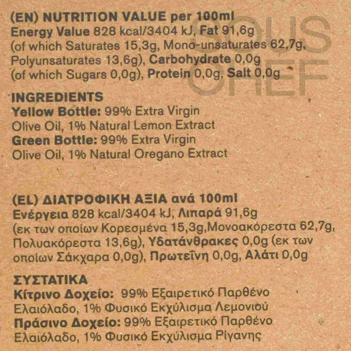 Ladolea Set of 2 Lemon & Oregano Infused Extra Virgin Olive Oil, 80ml