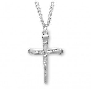 Large SS 1.4" Spike Nail Crucifix Necklace 24" Chain