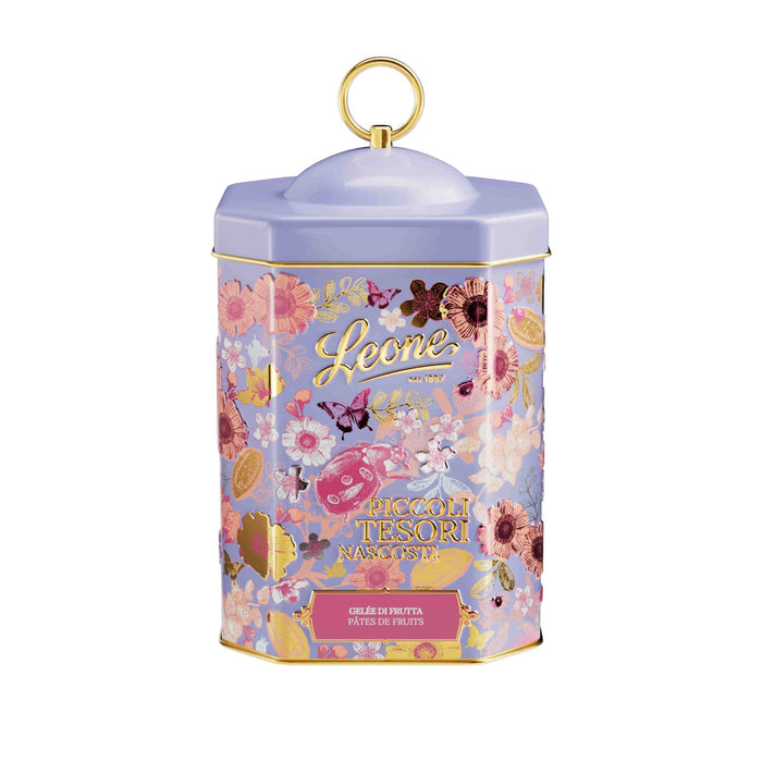 Leone Fruit Jellies in Lilac Floral Gift Tin, 350g