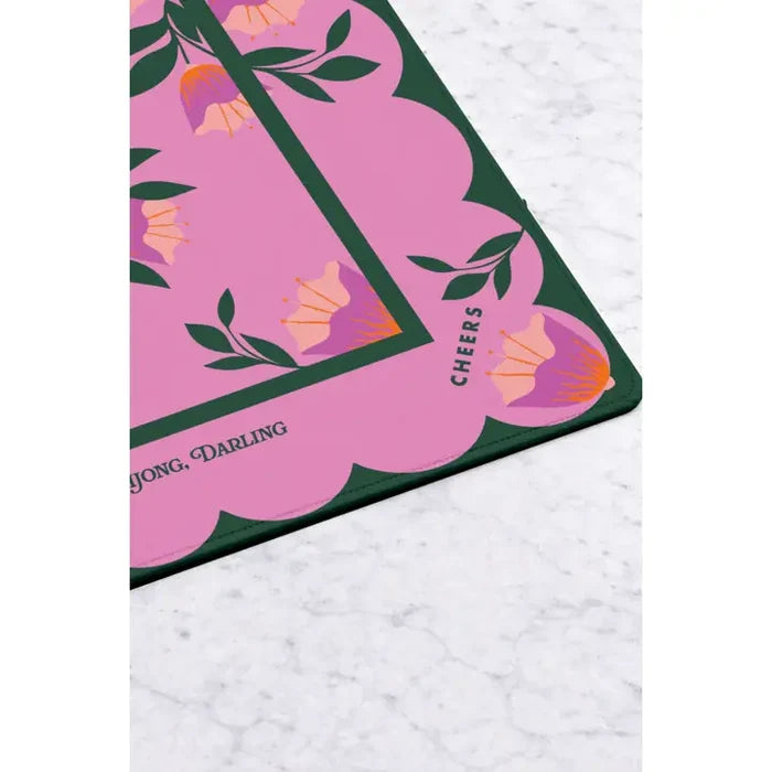 Mahjong Mat - Floral Pink