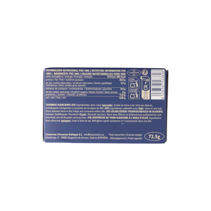 Maruxaina Tuna Belly Fillets in Olive Oil, 120g
