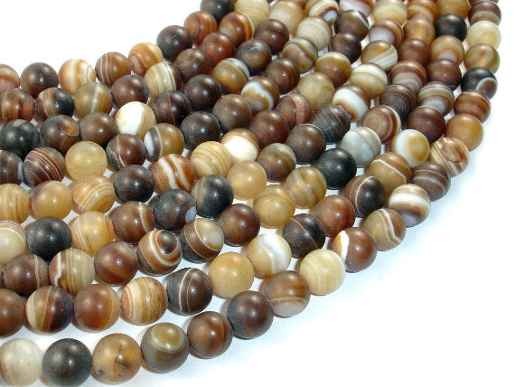 Matte Banded Agate Beads, 8mm Round Beads-BeadBasic