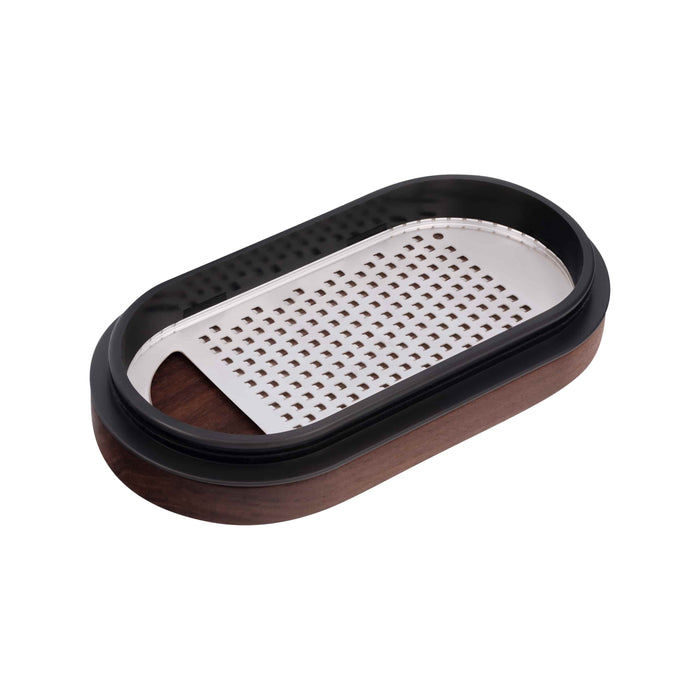 Microplane Grey Grater with Container & Walnut Lid