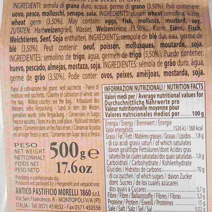 Morelli Linguine Pasta with Wheat Germ, 500g