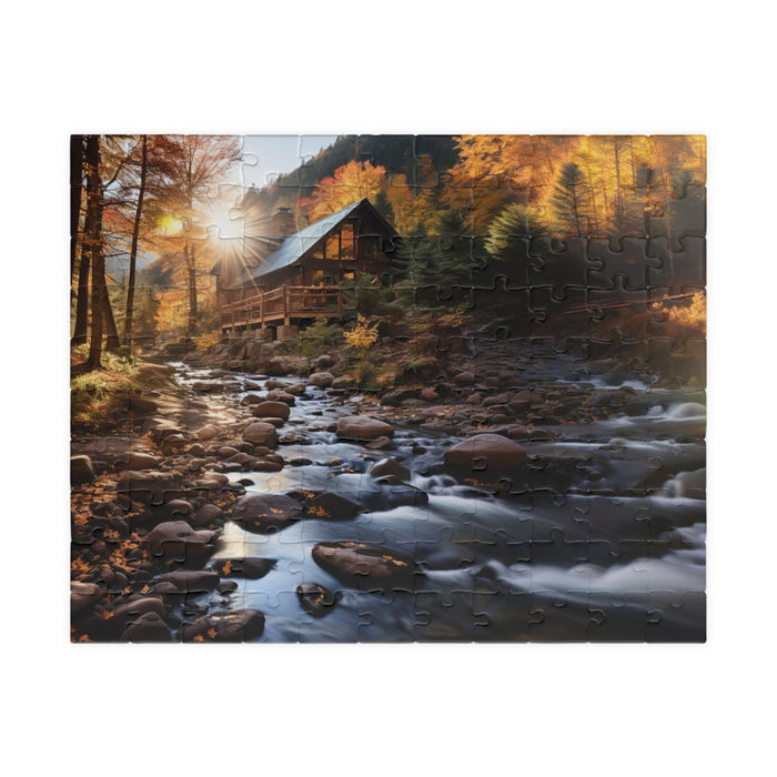 Mountain Cabin in Fall Puzzle - 1014 Pieces
