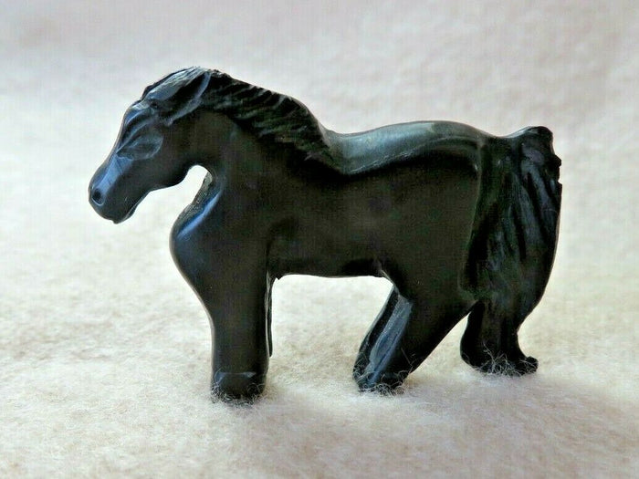 Native American Zuni Black Jet Mini Horse Fetish by Rochelle Quam Najera C3981 Two Ponies Trading