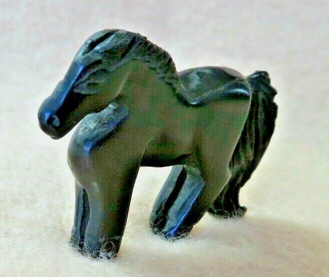 Native American Zuni Black Jet Mini Horse Fetish by Rochelle Quam Najera C3981 Two Ponies Trading