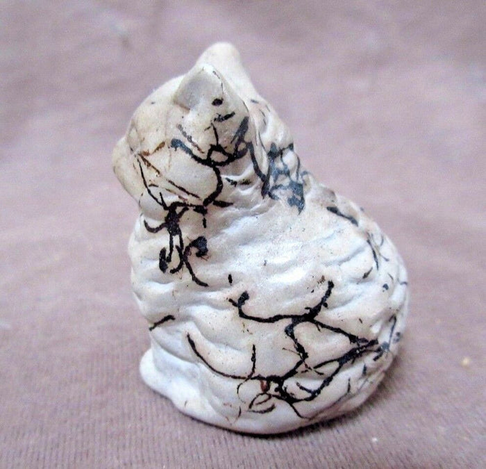Native Hand Coiled Navajo Mini Cat Horsehair Pottery Figure by Tom Vail  P0185 Two Ponies Trading
