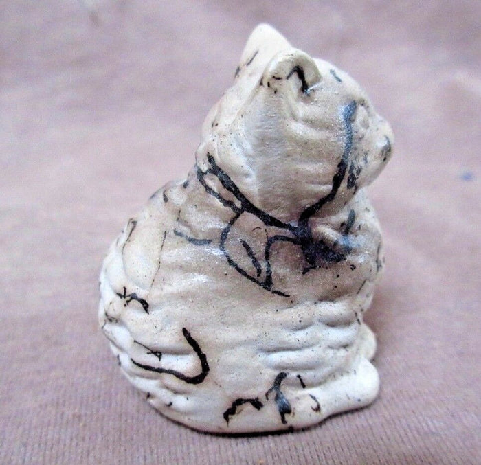 Native Hand Coiled Navajo Mini Cat Horsehair Pottery Figure by Tom Vail  P0185 Two Ponies Trading