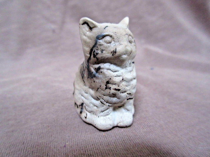 Native Hand Coiled Navajo Mini Cat Horsehair Pottery Figure by Tom Vail  P0185 Two Ponies Trading