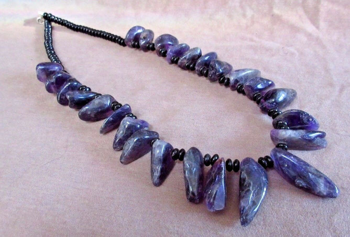 Native Navajo Amethyst Nugget and beads Necklace by A Saltwater JN0204 Two Ponies Trading