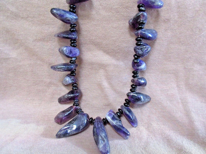 Native Navajo Amethyst Nugget and beads Necklace by A Saltwater JN0204 Two Ponies Trading