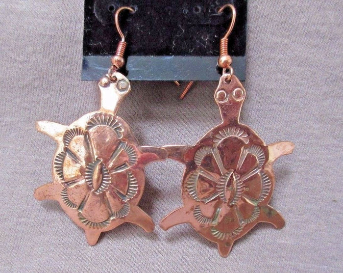 Native Navajo Copper Turtle Fetish Hook Earrings by Ed Abeyta JE0294 Two Ponies Trading