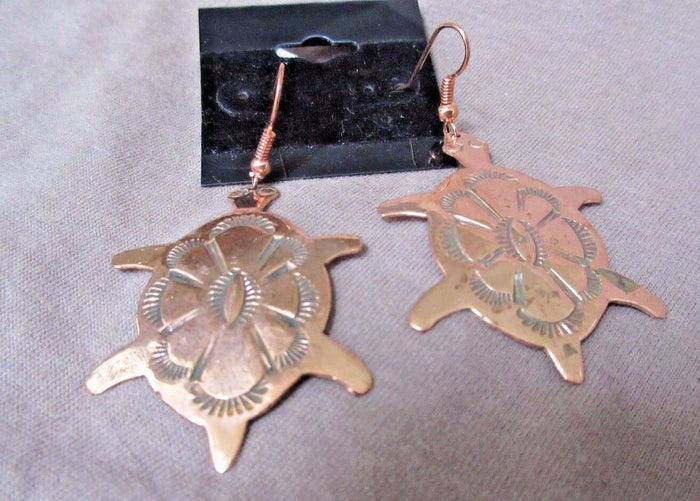 Native Navajo Copper Turtle Fetish Hook Earrings by Ed Abeyta JE0294 Two Ponies Trading
