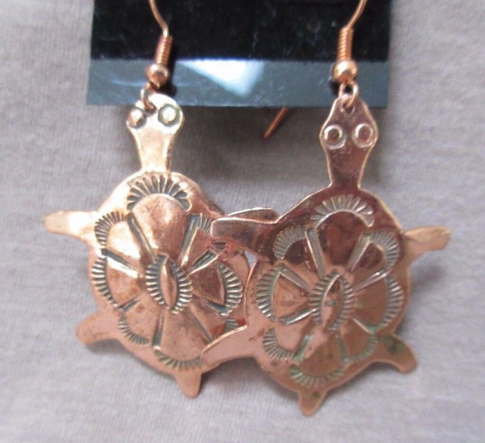 Native Navajo Copper Turtle Fetish Hook Earrings by Ed Abeyta JE0294 Two Ponies Trading