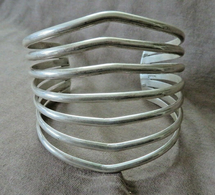 Native Navajo Heavy 7 Row Sterling Cuff Bracelet by Mike Thomas Jr JB250 Two Ponies Trading