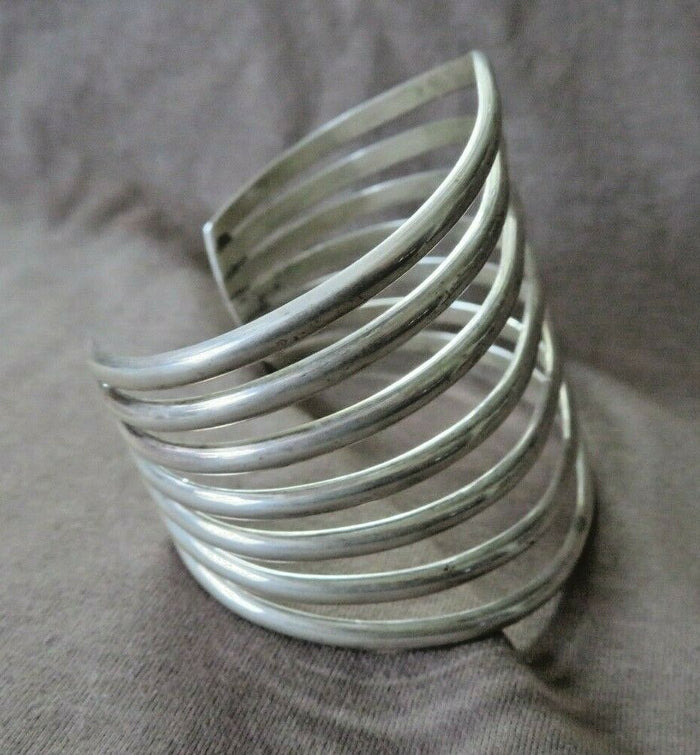 Native Navajo Heavy 7 Row Sterling Cuff Bracelet by Mike Thomas Jr JB250 Two Ponies Trading