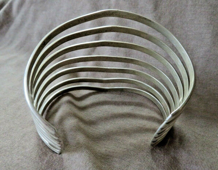 Native Navajo Heavy 7 Row Sterling Cuff Bracelet by Mike Thomas Jr JB250 Two Ponies Trading