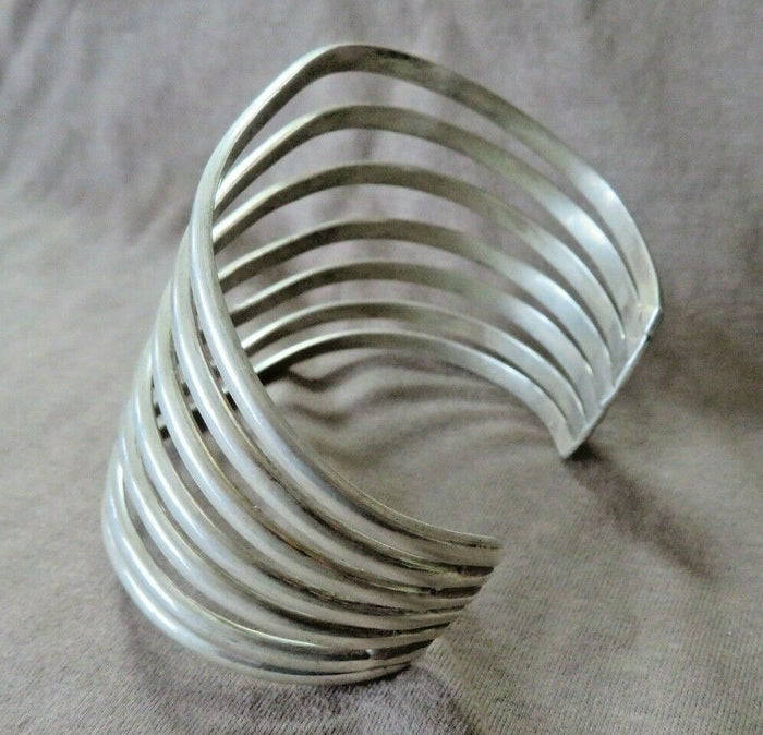 Native Navajo Heavy 7 Row Sterling Cuff Bracelet by Mike Thomas Jr JB250 Two Ponies Trading