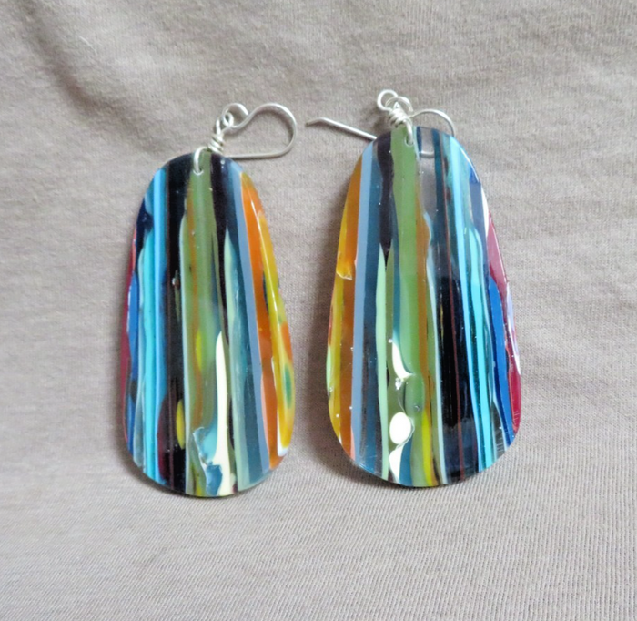 Native Zuni Rainbow Surfite Large Oval Hook Earrings by Brian Yatsattie  JE716