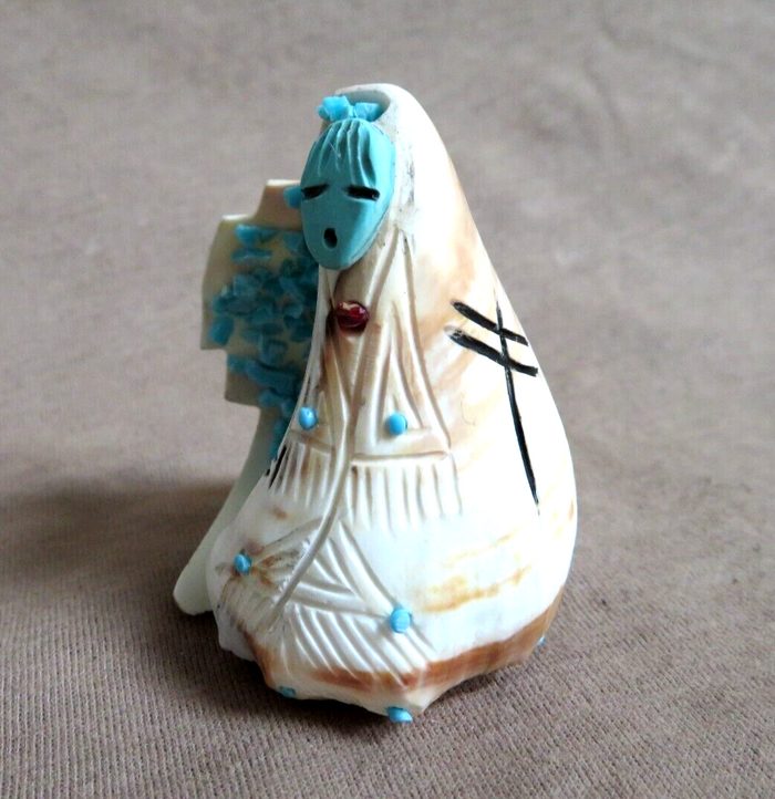 Native Zuni Shell Maiden Fetish Carving by Kevin Quam - C4645 Two Ponies Trading