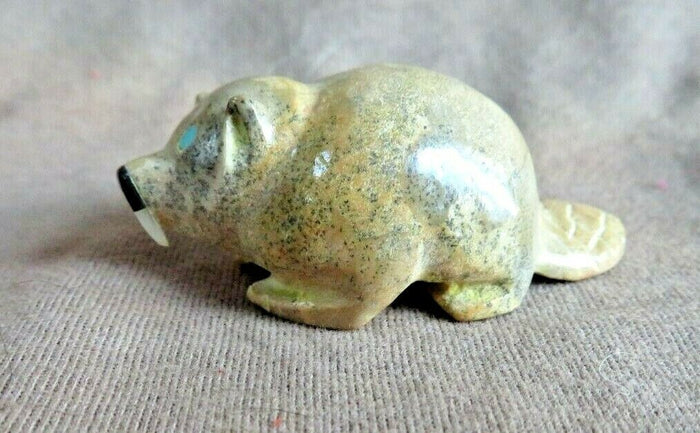 Native Zuni Zuni Rock Beaver fetish Carving by Freddie Leekya C357 Two Ponies Trading
