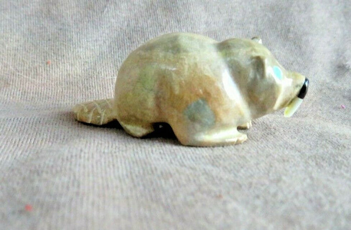 Native Zuni Zuni Rock Beaver fetish Carving by Freddie Leekya C357 Two Ponies Trading