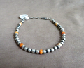 Navajo Sterling Silver & Spiny Oyster Navajo Pearl 7.5"  Bracelet  JB276 Native American